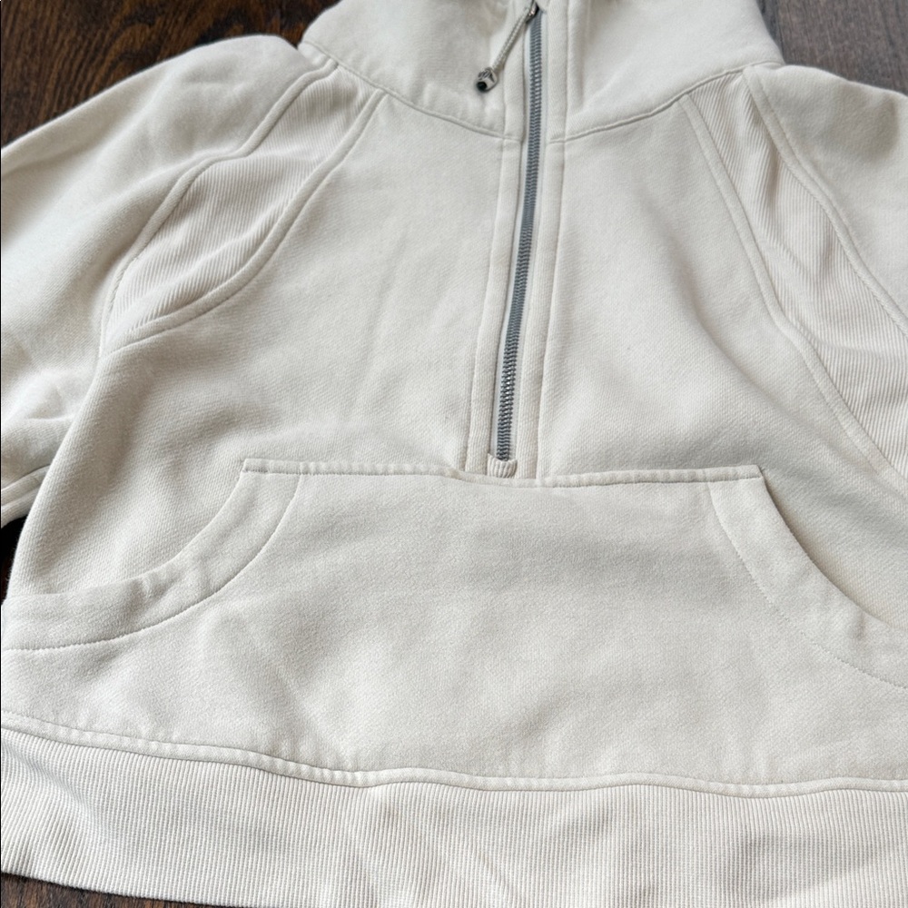 Lululemon x Peloton Scuba Oversized Funnel Neck Half Zip color is Bone size XS/S - Picture 9 of 14